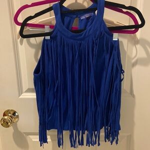 Suede ruffle tank top